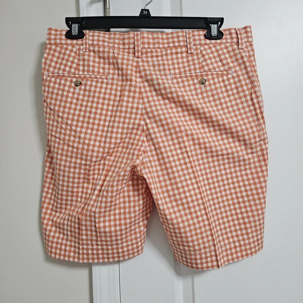 Polo Ralph Lauren Shorts Mens 36 Orange Suffield Gingham Check Cotton Preppy
